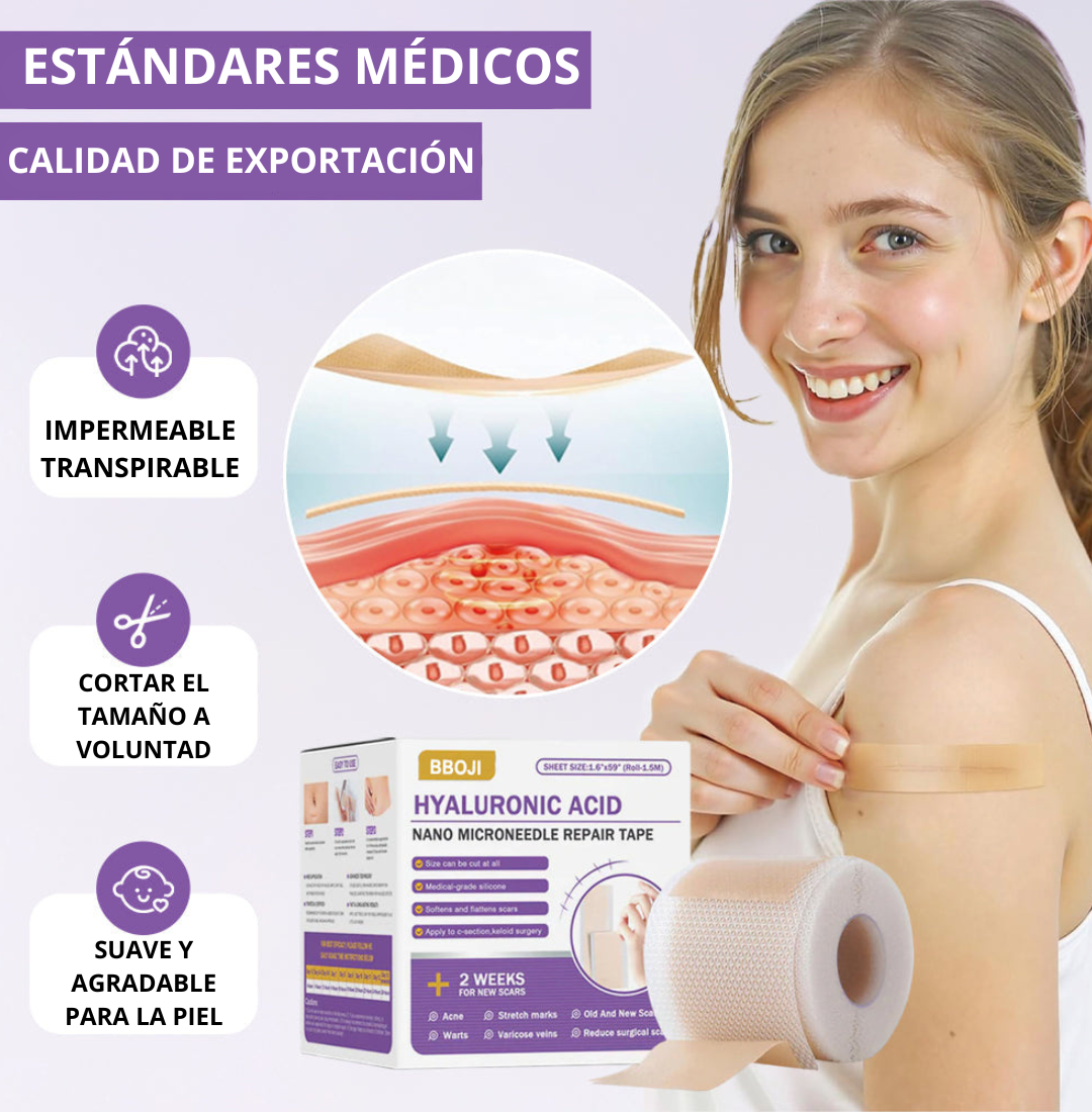 Tienda Oficial | Cinta Reparadora Nano Hialurónica® – Tratamiento Avanzado y Comprobado para Cicatrices, Estrías y Marcas